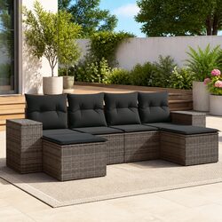 Durable 6 Piece Modular Garden Sofa Set with Cushions