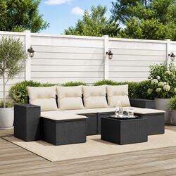 Black 7 Piece Outdoor Patio Sofa Set with Cushions