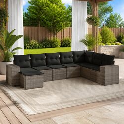 8 Piece Modular Garden Sofa Set in Grey Poly Rattan