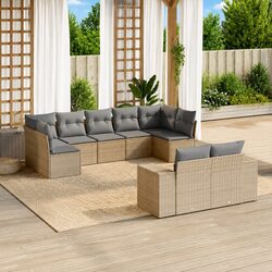 9-Piece Beige Garden Sofa Set for Outdoor Comfort