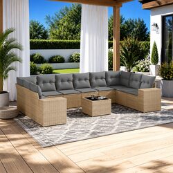Durable 11 Piece Garden Sofa Set with Cushions and Storage