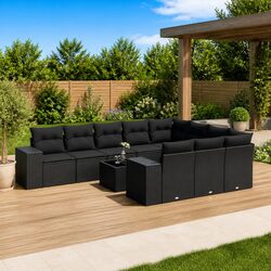 Premium 11-Piece Modular Garden Sofa Set in Black