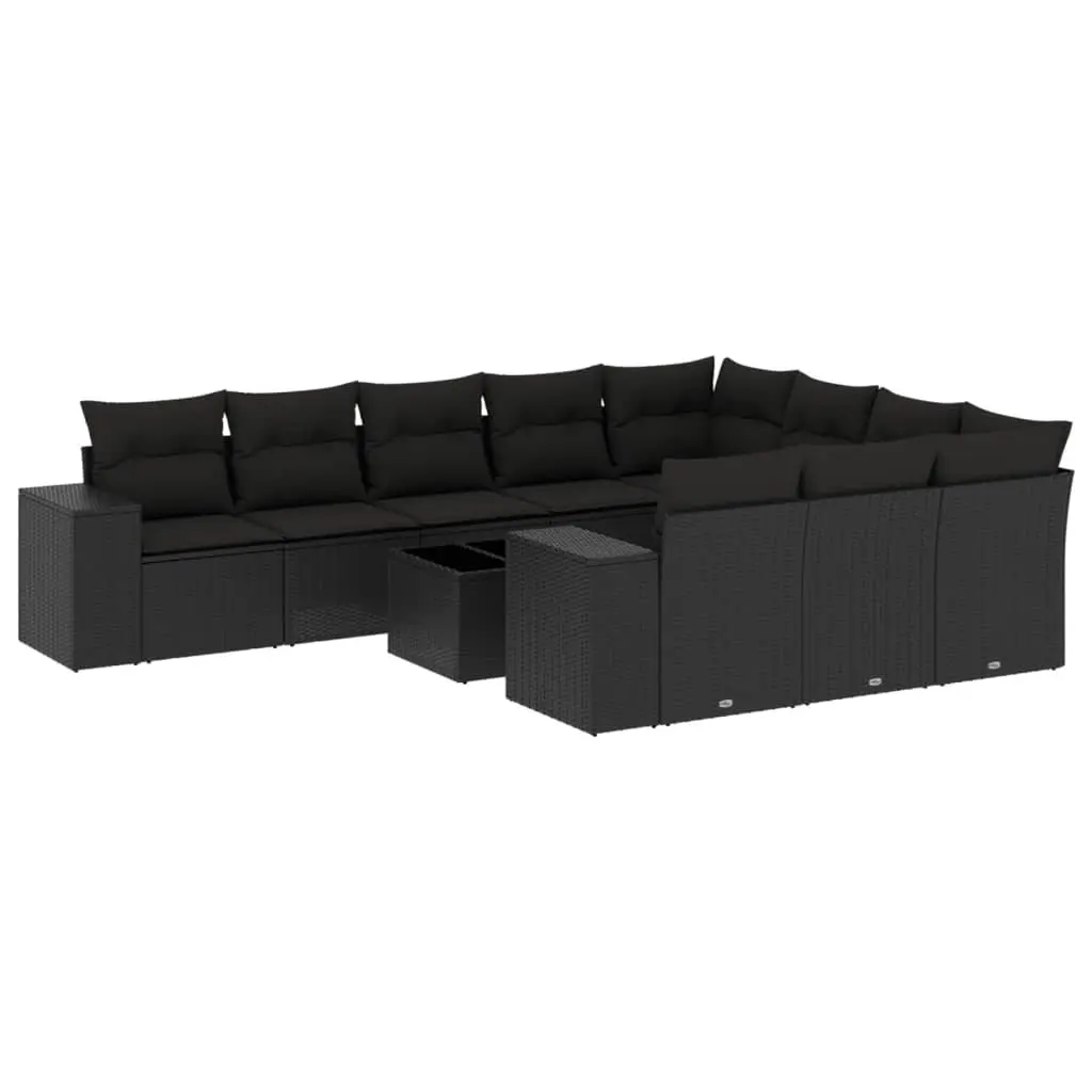 11-Piece Modular Garden Sofa Set in Black
