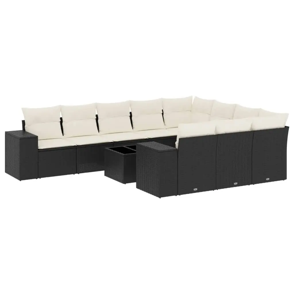 Garden Sofa Set PE Rattan 11 Piece Outdoor Furniture Black Patio Lounge