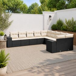 10 Piece Black Rattan Garden Sofa Set for Outdoor Comfort