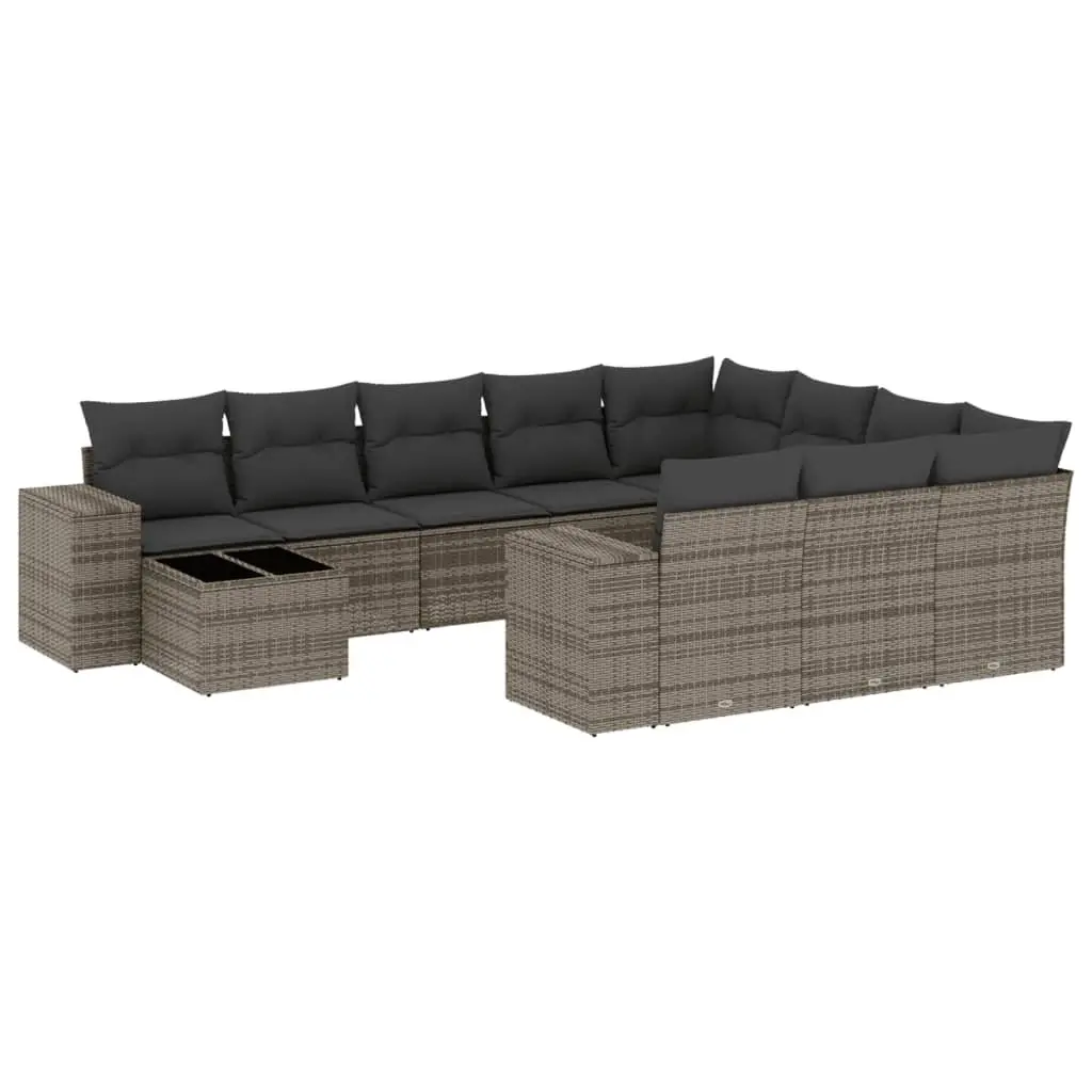 11 Piece Grey Poly Rattan Garden Sofa Set