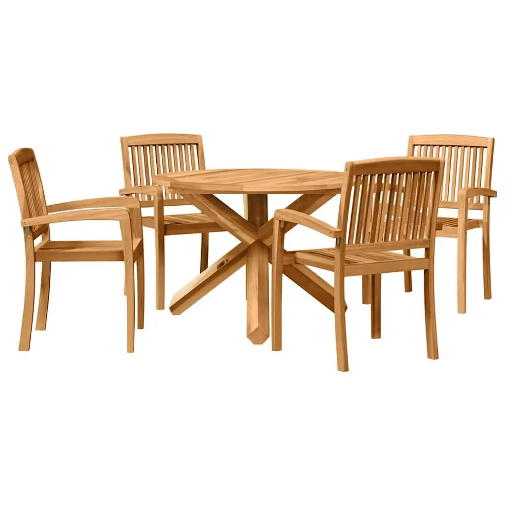 5-Piece Round Outdoor Dining Set in Brown