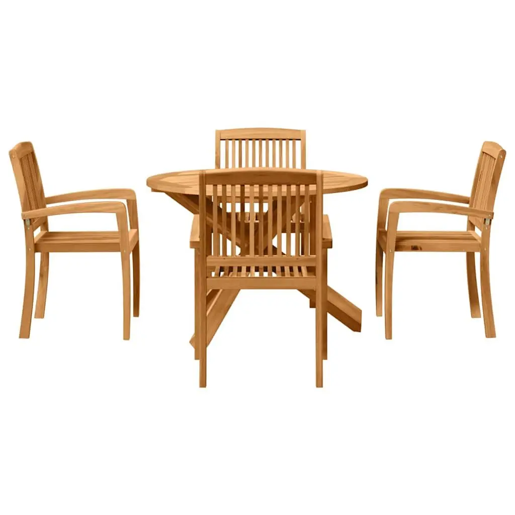 5-Piece Round Outdoor Dining Set in Brown