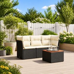 Sturdy 4 Piece Garden Sofa Set with Storage Cushions