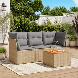 Beige 4-Piece Garden Sofa Set for Outdoor Use