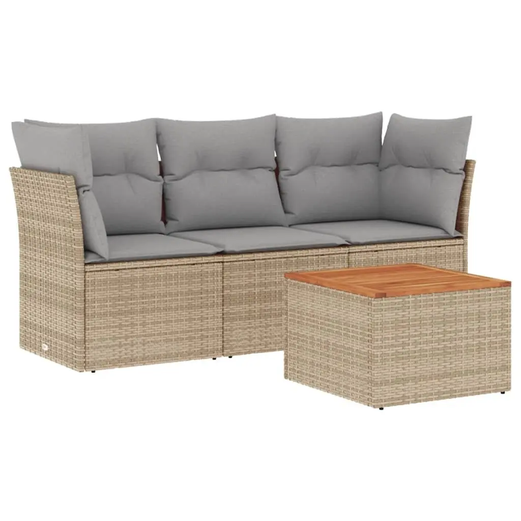 Beige 4-Piece Garden Sofa Set for Outdoor Use