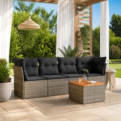 Durable 5 Piece Outdoor Sofa Set with Cushions in Grey