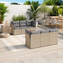 Exceptional 7 Piece Outdoor Garden Sofa Set in Beige
