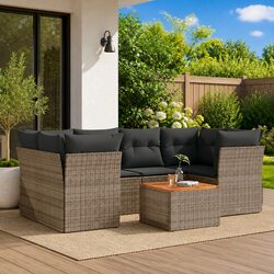 Durable 7 Piece Garden Sofa Set with Storage in Grey
