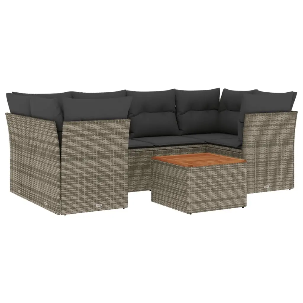 7 Piece Garden Sofa Set PE Rattan Grey Outdoor Furniture with Storage