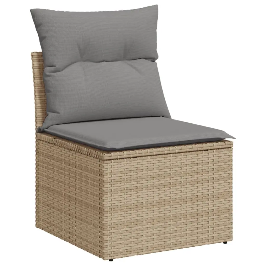 Garden Sofa Set PE Rattan 8 Piece Outdoor Furniture Patio Seating Beige
