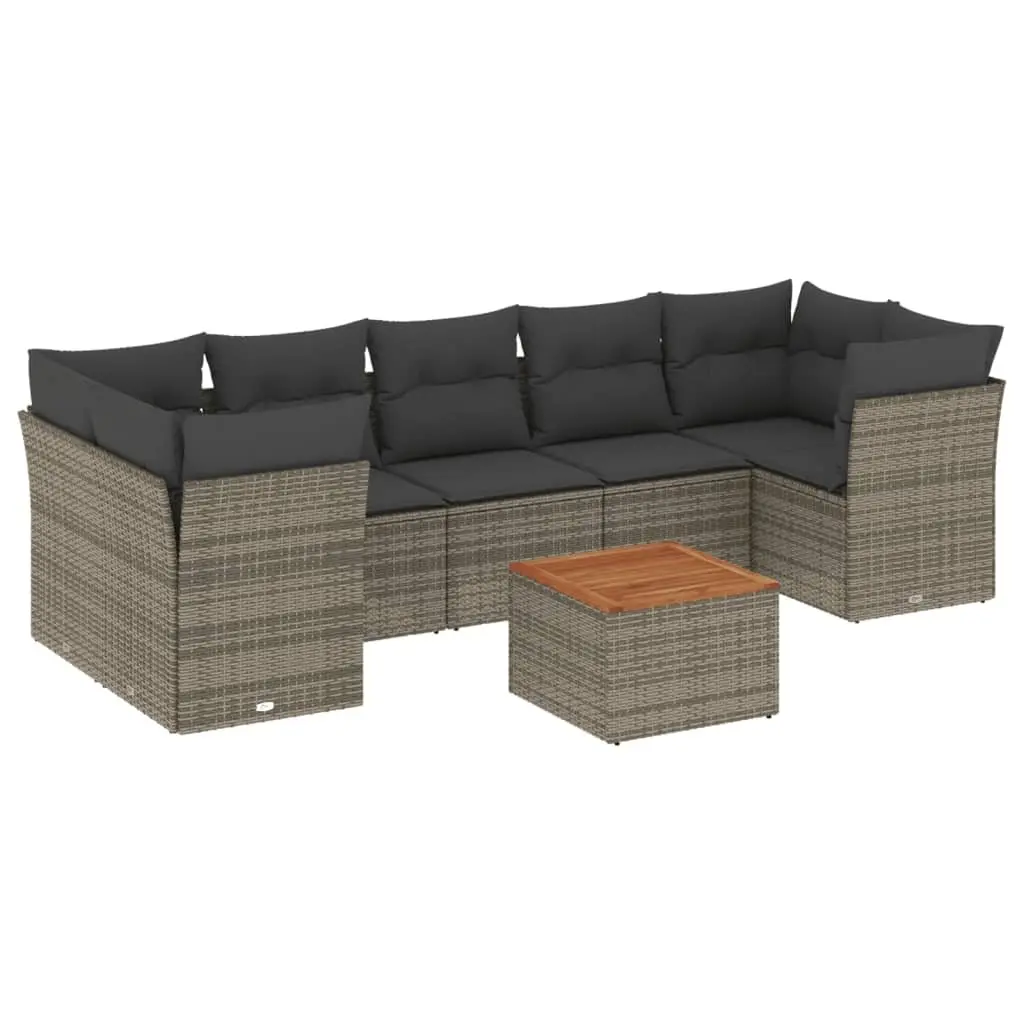 Garden Sofa Set PE Rattan 8 Piece Outdoor Furniture Grey Patio Lounge