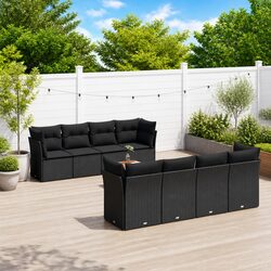 Durable 9 Piece Outdoor Patio Sectional Sofa Set in Black