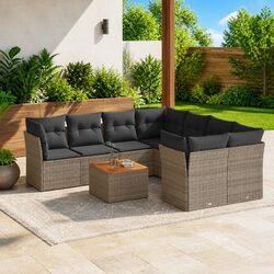 Quality Grey Poly Rattan 9-Piece Garden Sofa Set