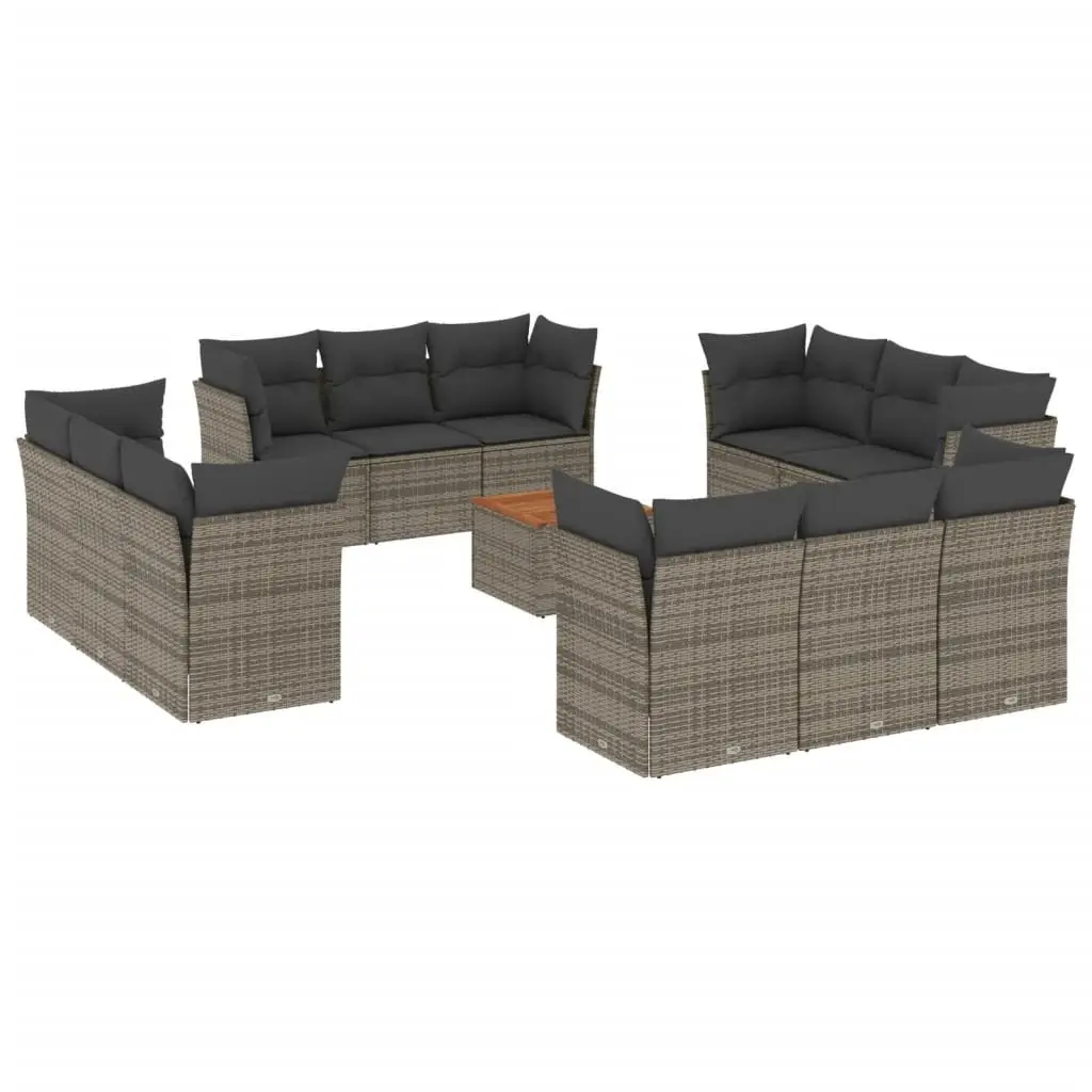 Garden Sofa Set PE Rattan 13 Piece Grey Modular Outdoor Furniture