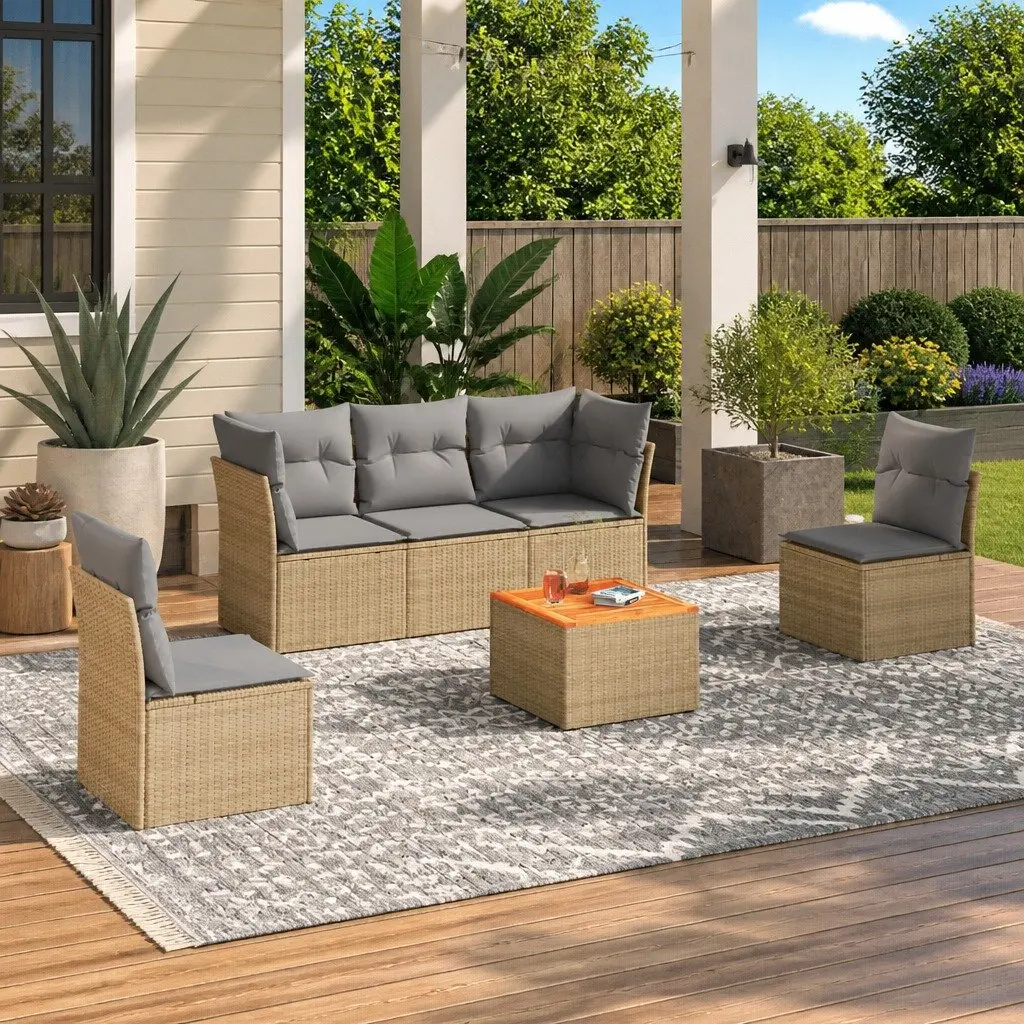 6 Piece Modular Garden Sofa Set in Beige