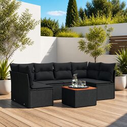 Premium 7-Piece Black Modular Garden Sofa Set