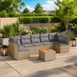 Durable 8-Piece Garden Sofa Set in Beige with Storage