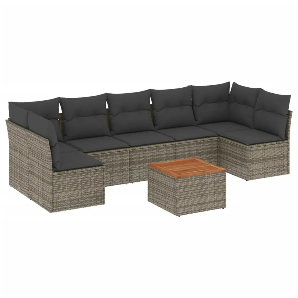 Garden Sofa Set PE Rattan 8 Piece Modular Outdoor Furniture Grey