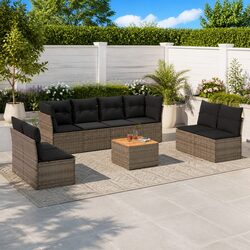 Sturdy 9-Piece Outdoor Garden Sofa Set in Grey