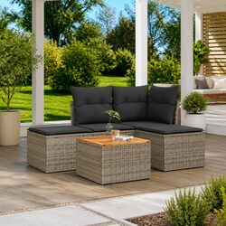 5-Piece Modular Garden Sofa Set in Grey Rattan