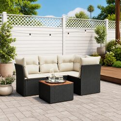Durable 5 Piece Garden Sofa Set with Black Storage Cushions