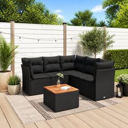 Premium 6 Piece Garden Sofa Set with Storage Cushions
