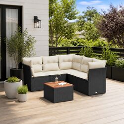 Black Modular Outdoor Garden Sofa Set - 6 Piece
