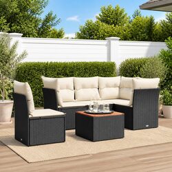Stylish 6 Piece Outdoor Garden Sofa Set with Storage Cushions