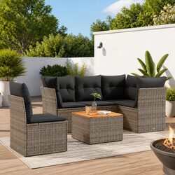 Durable 6-Piece Grey Garden Sofa Set for Outdoor Spaces