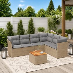 Premium 7-Piece Garden Sofa Set with Acacia Table