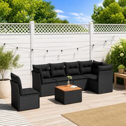 Durable 7 Piece Garden Sofa Set with Storage Cushions