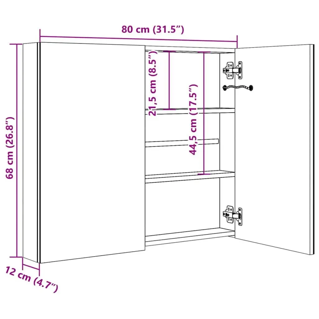 Bathroom Vanity Mirror Cabinet MDF 80x12.2x68cm Anthracite