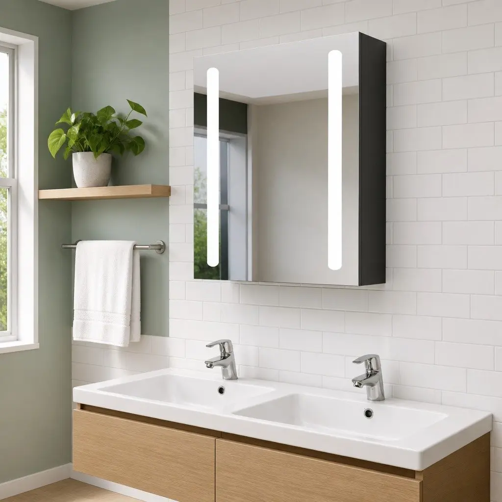 Anthracite Bathroom Vanity Mirror Cabinet 50x13x70cm