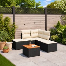 Premium 6-Piece Black Modular Garden Sofa Set