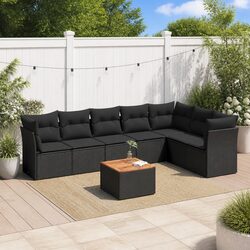 Premium 8-Piece Black Poly Rattan Garden Sofa Set