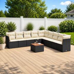 Premium 10-Piece Modular Garden Sofa Set in Black Rattan