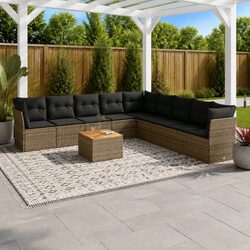 10-Piece Garden Sofa Set with Storage – Grey Outdoor Furniture