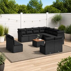 Durable 12 Piece Black Outdoor Garden Sofa Set