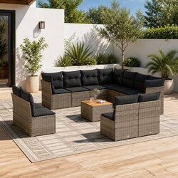 Premium 12 Piece Modular Outdoor Sofa Set in Grey