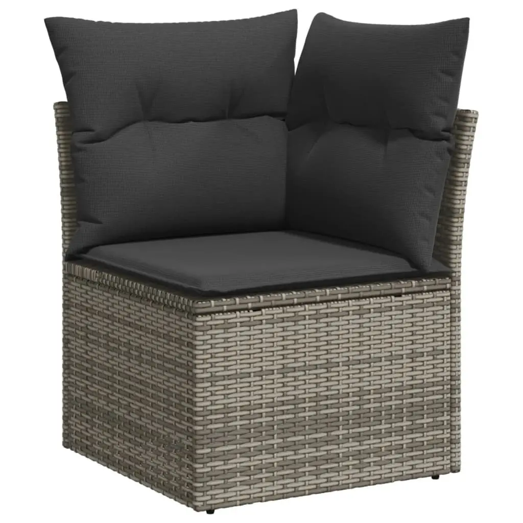 10-Piece Grey Poly Rattan Garden Sofa Set
