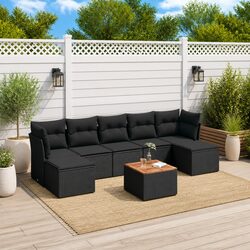 8-Piece Outdoor Garden Sofa Set with Storage in Black