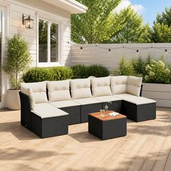 Premium 8 Piece Black Poly Rattan Garden Sofa Set