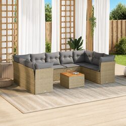 Beige Garden Sofa Set 10-Piece Outdoor Rattan Furniture