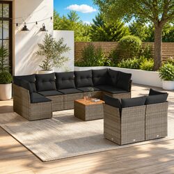 Durable 10-Piece Outdoor Garden Sofa Set in Grey